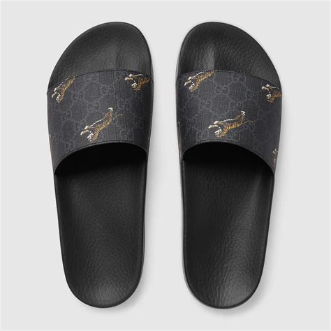 gucci green tiger slides|Gucci gg supreme slides.